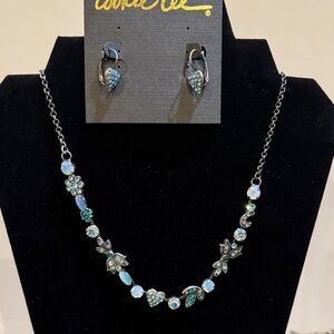 Cookie Lee Silver Necklace with Blue Genuine Crystal Accents